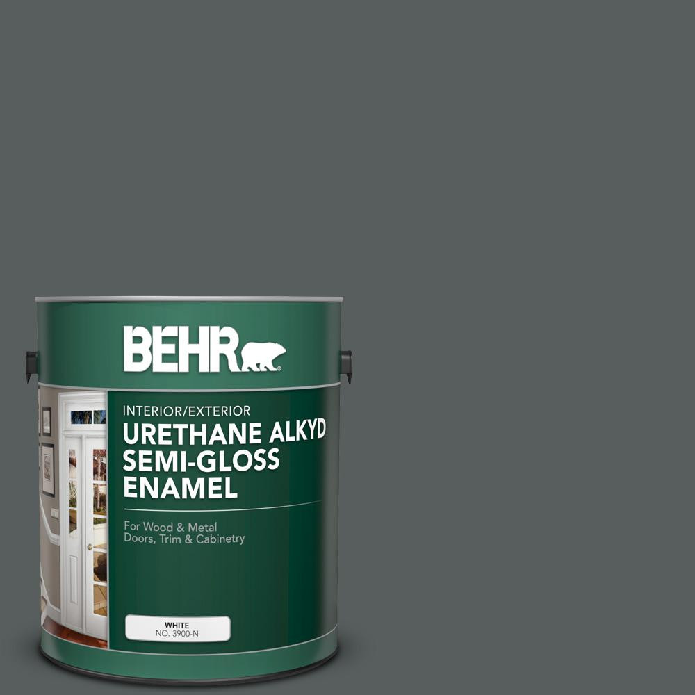 1 gal. #N500-6 Graphic Charcoal Urethane Alkyd Semi-Gloss Enamel Interior/Exterior Paint | The Home Depot