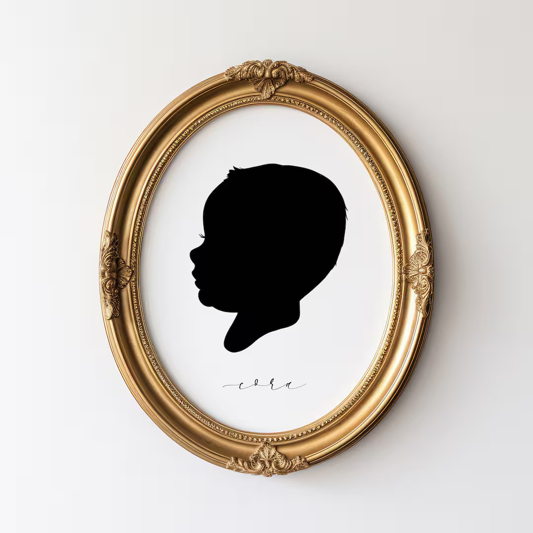 Digital Silhouette Art, Keepsake, Baby & Child, Side Profile Portrait - Etsy | Etsy (US)