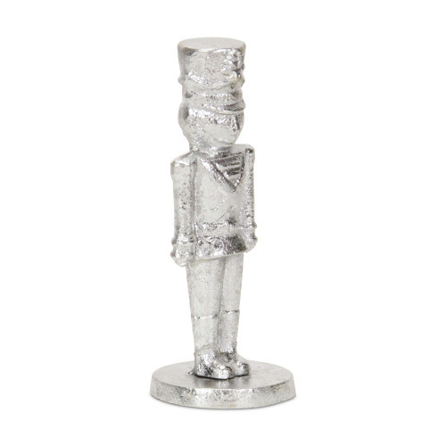 Large Christmas Nutcracker Tabletop Cast Iron Figurine - 7" - Silver | Christmas Central