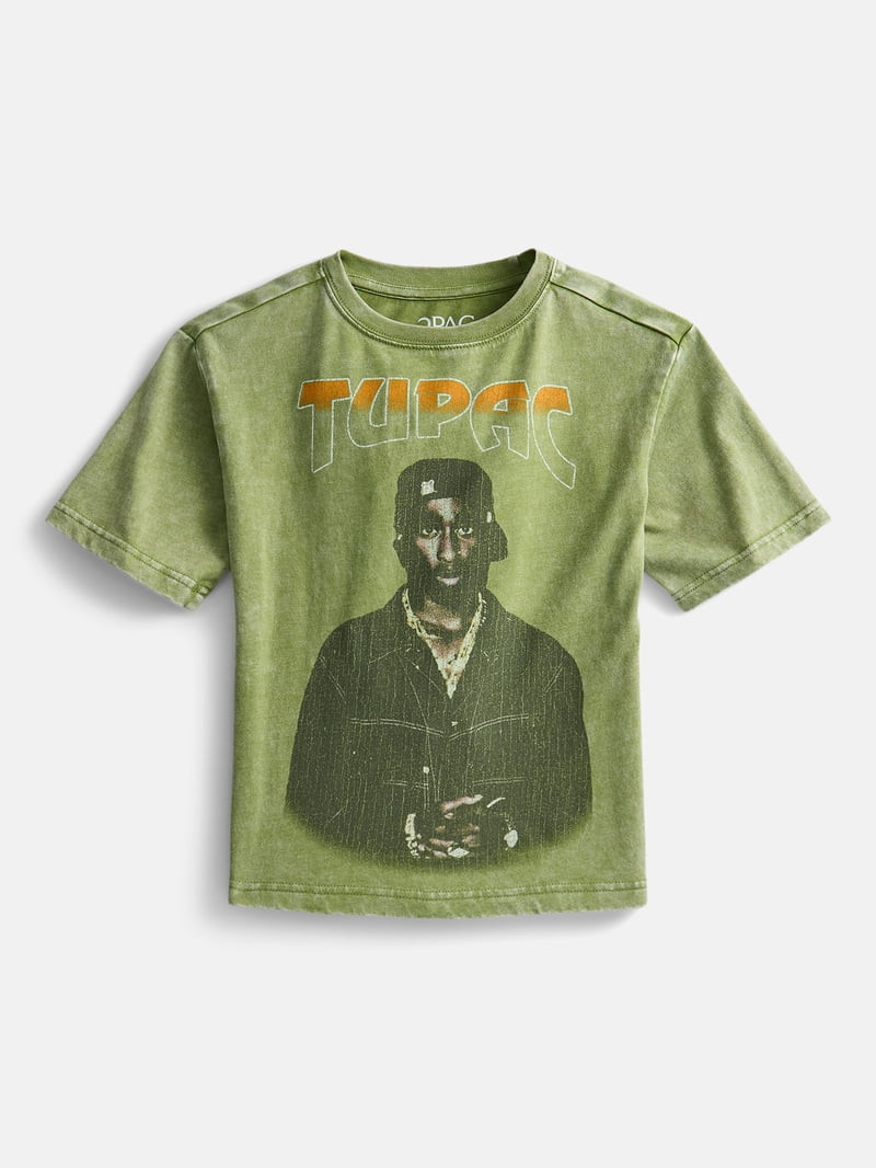Tupac Boys Mineral Washed Retro Graphic Tee with Short Sleeves, Sizes 4-18 | Walmart (US)