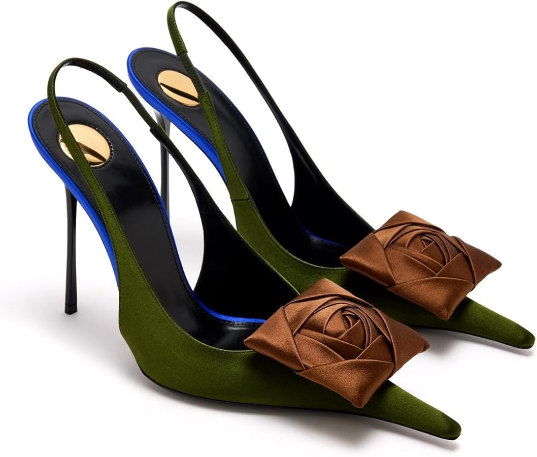 High Heels for Women Flower Slingback Pointed Closed Toe Heeled Sandals Floral Stiletto Wedding H... | Amazon (US)