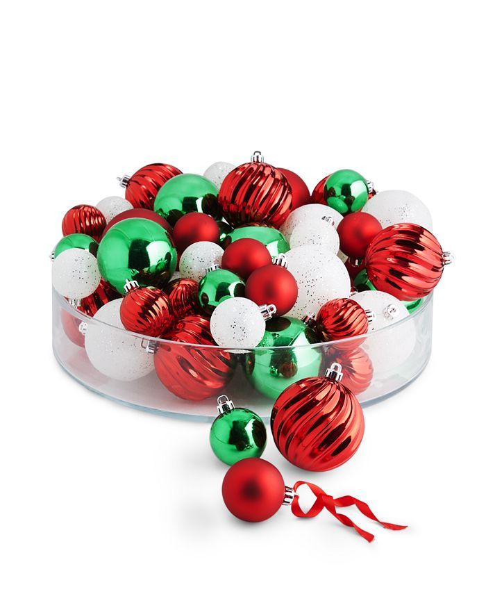 Christmas Cheer Red, White & Green Multi-Finish Ornaments, Set of 50, Created for Macy's | Macys (US)
