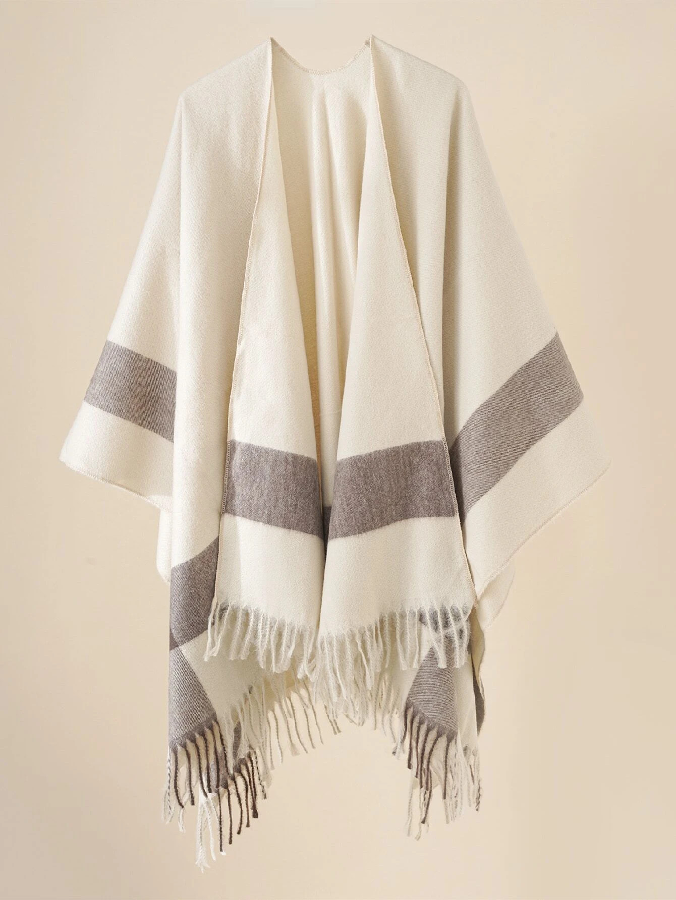 Striped Pattern Fringe Hem Shawl | SHEIN