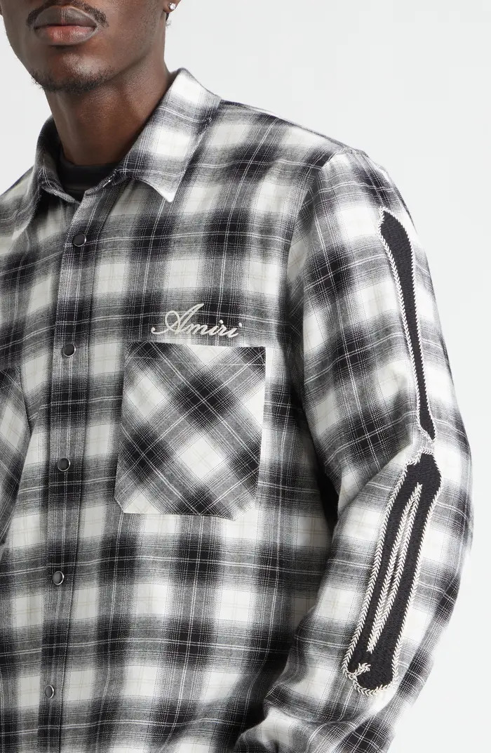 Bones Appliqué Flannel Overshirt | Nordstrom