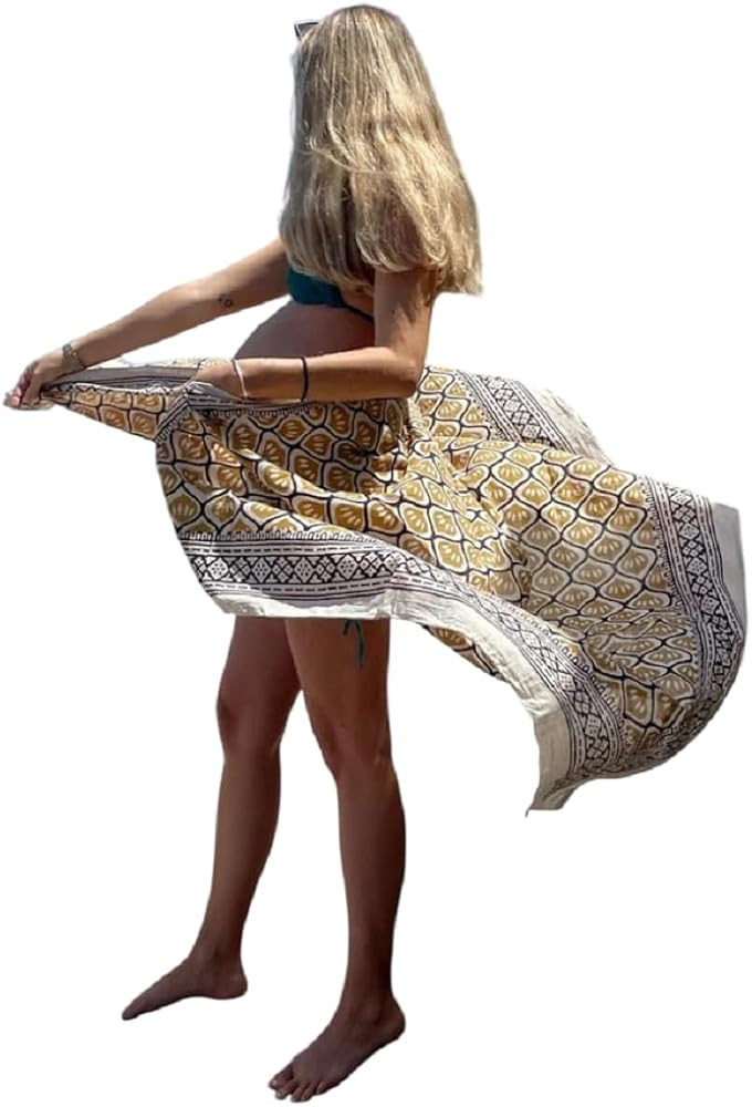 Indian Hand Block Printed Cotton Sarongs | Amazon (US)