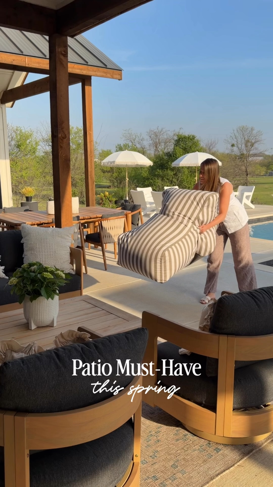 These striped bean bag chairs from @Wayfair deserve their own moment 🤍 they’re best sellers for a reason. The Sunbrella fabric is incredibly durable, fade-resistant, and made to handle sun, water, and everyday outdoor use without losing its shape or color. They’re lightweight, comfortable, and easy to move around the patio or pool, which makes them perfect for extra seating when we have people over.

They’re one of those pieces that look good and actually hold up… which is everything for outdoor living.

outdoor bean bag chairs, Sunbrella fabric outdoor furniture, durable patio seating, weather resistant outdoor chairs, striped outdoor chairs, poolside seating ideas, backyard lounging, outdoor entertaining essentials, fade resistant fabric furniture, best outdoor furniture Wayfair, patio seating ideas, summer backyard setup



#LTKSaleAlert #LTKHome #LTKdayinmylife