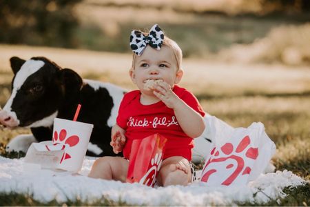 “Eat Mor Chikin”

Who wouldn’t want to eat a bunch of chick fil a nuggets + waffle fries with a newborn calf? 🤷🏼‍♀️🐮

*I purchased a plain red onesie + my best friend put on the words  

#LTKbaby #LTKSeasonal #LTKSale