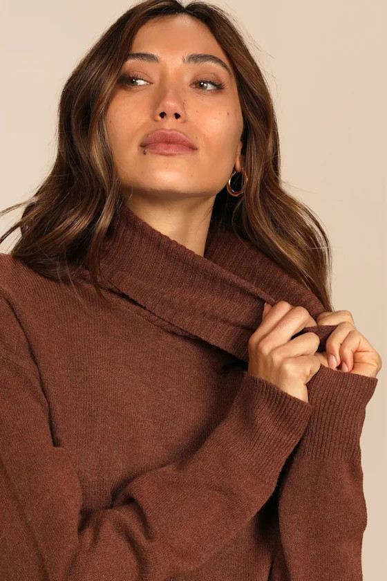 Amazing Memories Brown Turtleneck Sweater | Lulus