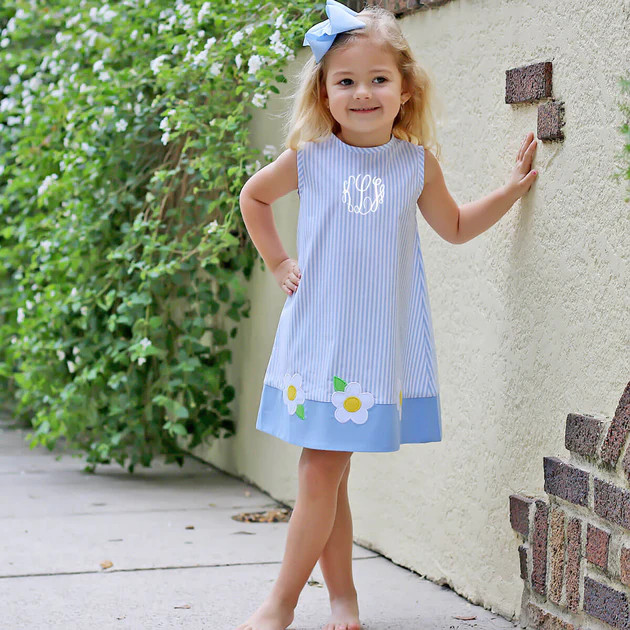 Blue Daisy Stripe Dress | Classic Whimsy