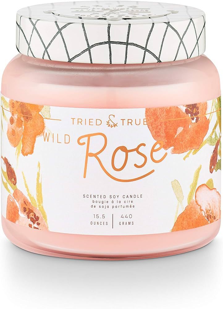 Tried & True Wild Rose Large Jar Candle, 15.5 oz, Clear | Amazon (US)
