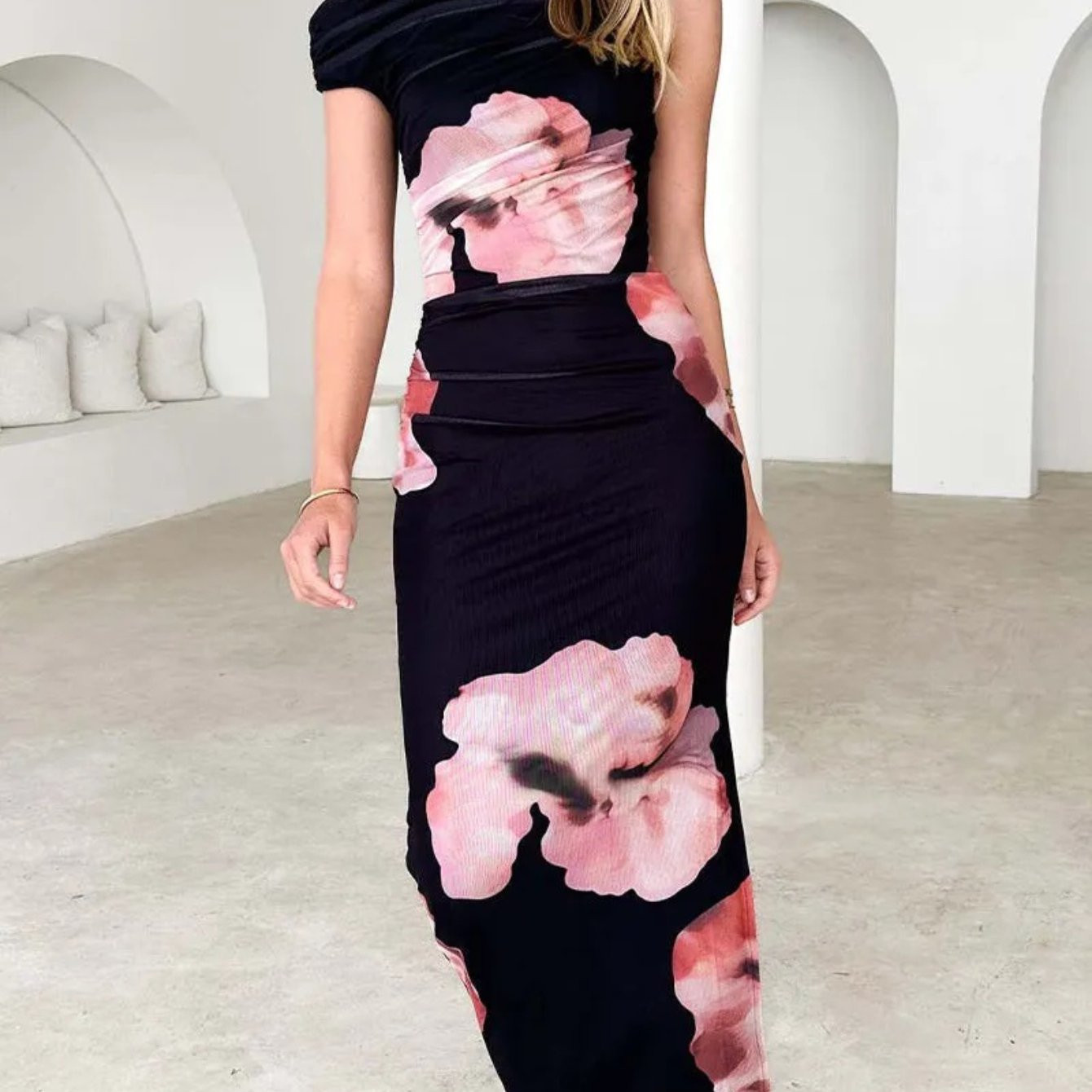 print shoulder bodycon dress women semi sheer mesh fabric - Temu Canada | Temu Affiliate Program