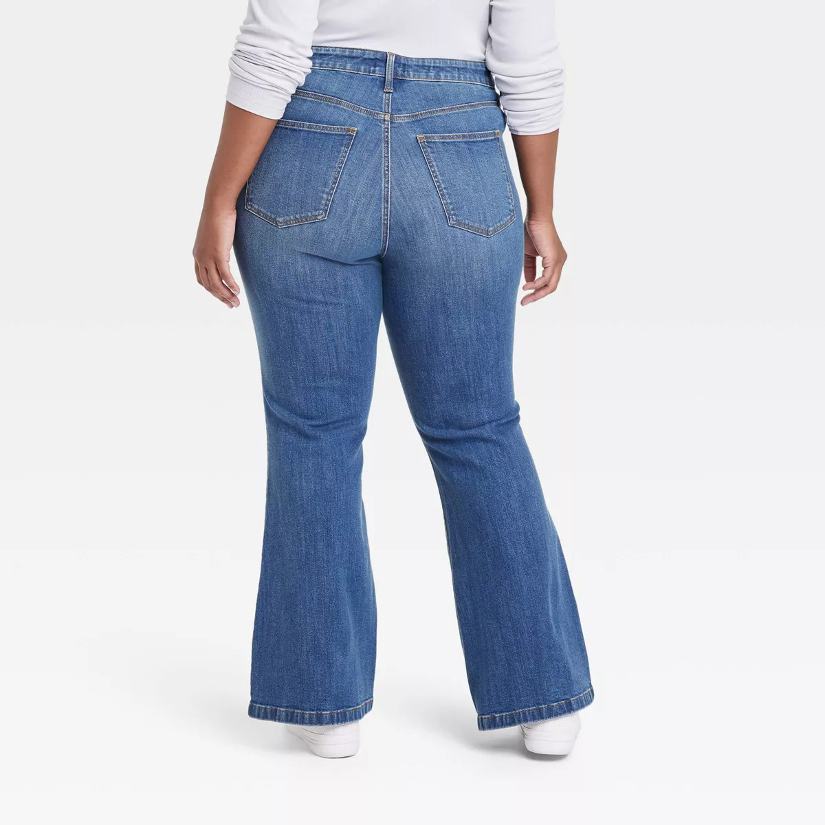 Women's High-Rise Relaxed Flare Jeans - Ava & Viv™ Medium Blue Denim 18 | Target