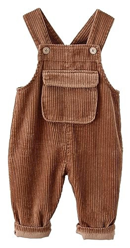 Happy Cherry Little Kids Baby Girl Boy Corduroy Overall Solid Bib Pants Suspender Trousers 2 Pocket Bottom Toddler Clothes Brown 2-3 Years | Amazon (US)
