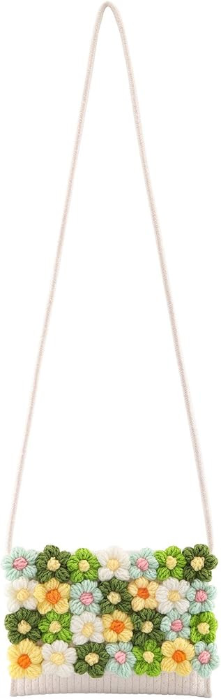 Ayliss Women's Handwoven Crossbody Handbag Summer Beach Shoulder Handbag Woven Cotton Crochet Cut... | Amazon (US)