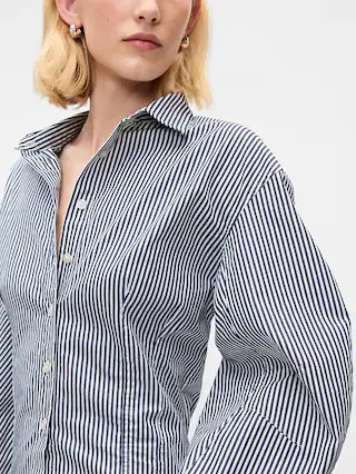 Organic Cotton Barrel Sleeve Cropped Shirt | Gap (US)