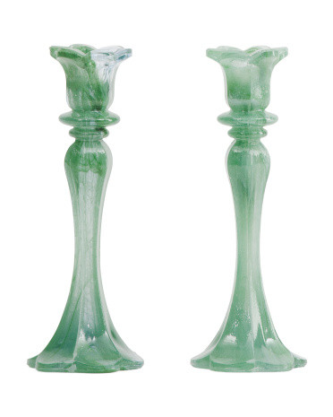 Made In Italy Handblown 2pk 6in Glass Taper Candle Holders | TJ Maxx