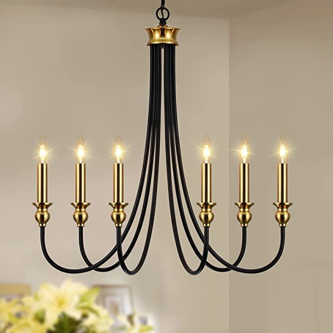 LIGHTDAMY Farmhouse Chandelier, 6 Lights Candle Chandelier for Dining Room Light Fixtures Over Ta... | Amazon (US)
