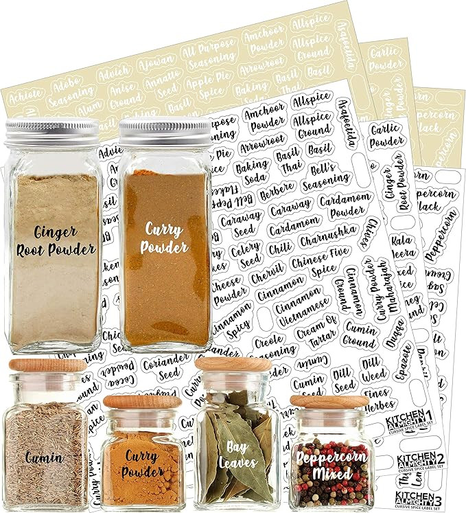 528 Labels: 484 Spice Names + 44 Blank Labels | Most Cursive Preprinted Black & White Letters Lab... | Amazon (US)