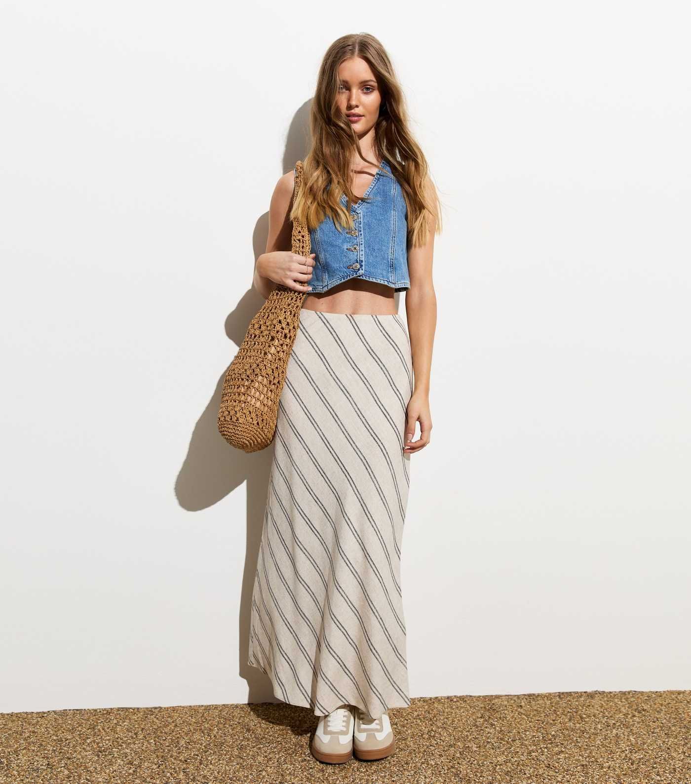 Off White Stripe Bias Midi Skirt 
						
						Add to Saved Items
						Remove from Saved Items | New Look (UK)