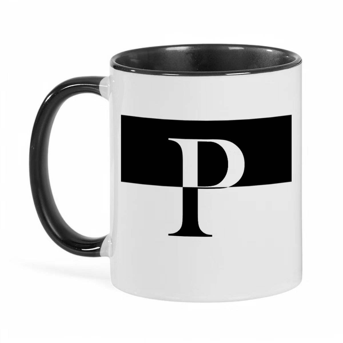 Personalization Mall Squared Initial 11 oz. Black Coffee Mug, P | Target