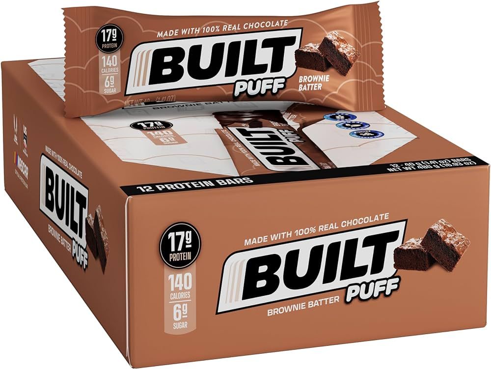 BUILT Protein Bars, Brownie Batter Puff, 12 count, Protein Snacks with 17g of High Protein, Colla... | Amazon (US)