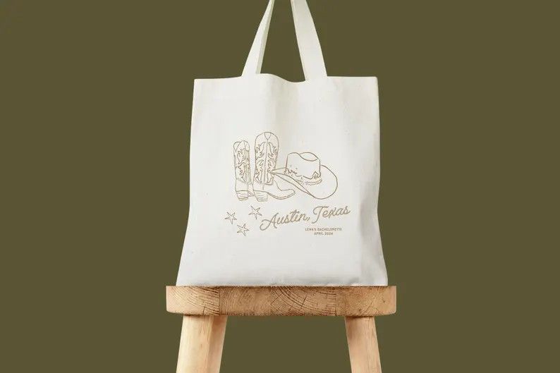 Bachelorette Tote Bag: Cowboy Boot Hat Design - Cotton Canvas - Etsy | Etsy (Global)