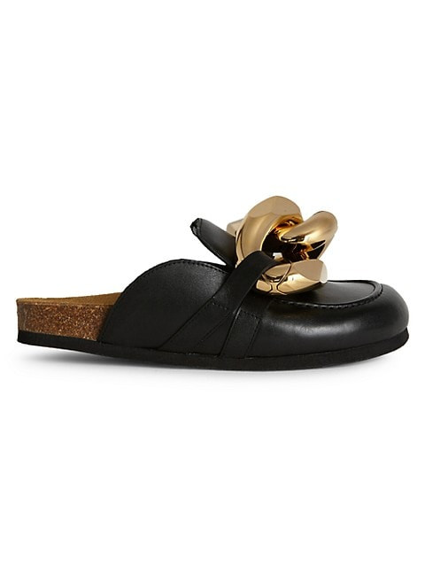Chain Leather Loafer Mules | Saks Fifth Avenue