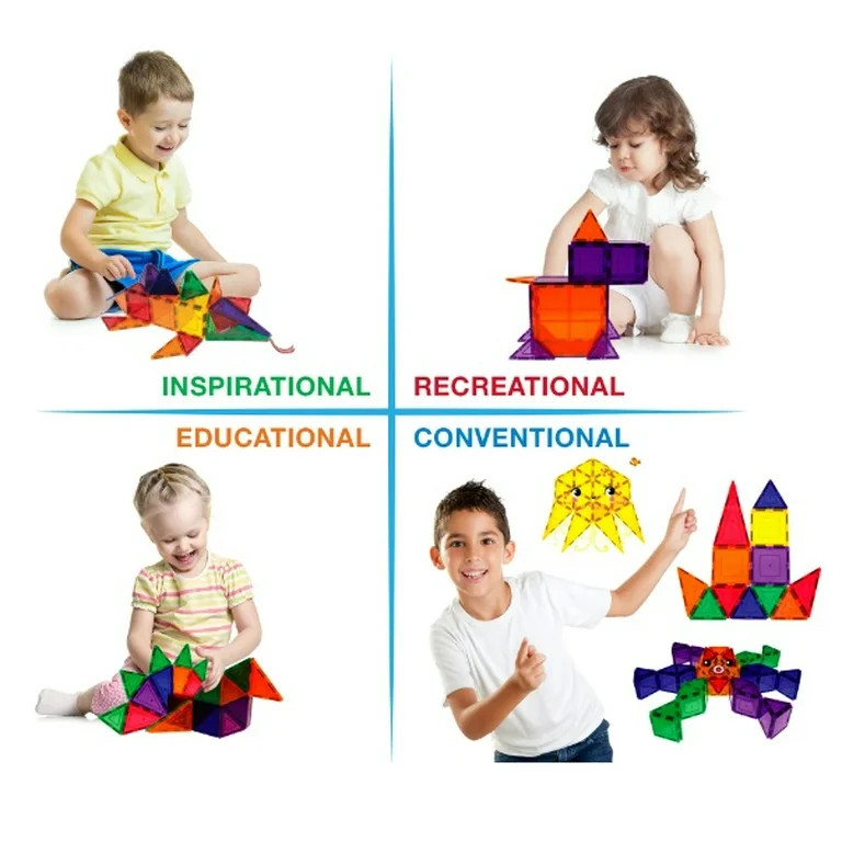 PicassoTiles 61 PC Magnetic Tiles, Magnetic Building Blocks for Kids, Magnet for Kids 3+ - Walmar... | Walmart (US)