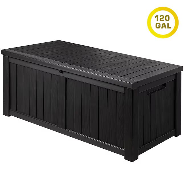 Vineego 56.1-in L x 26.6-in 120- Gallons Black Plastic Deck Box | Lowe's