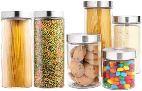 EatNeat Set of 2 Large Glass Food Storage Containers for Pantry Jars - | Amazon (US)