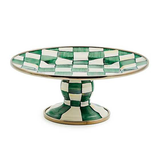 Emerald Check Mini Pedestal Platter | MacKenzie-Childs