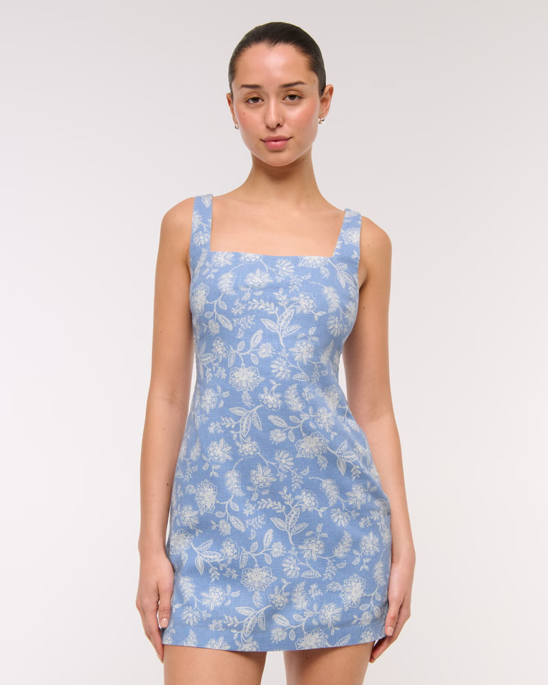 The A&F Scarlett Squareneck Linen-Blend Skort | Abercrombie & Fitch (US)