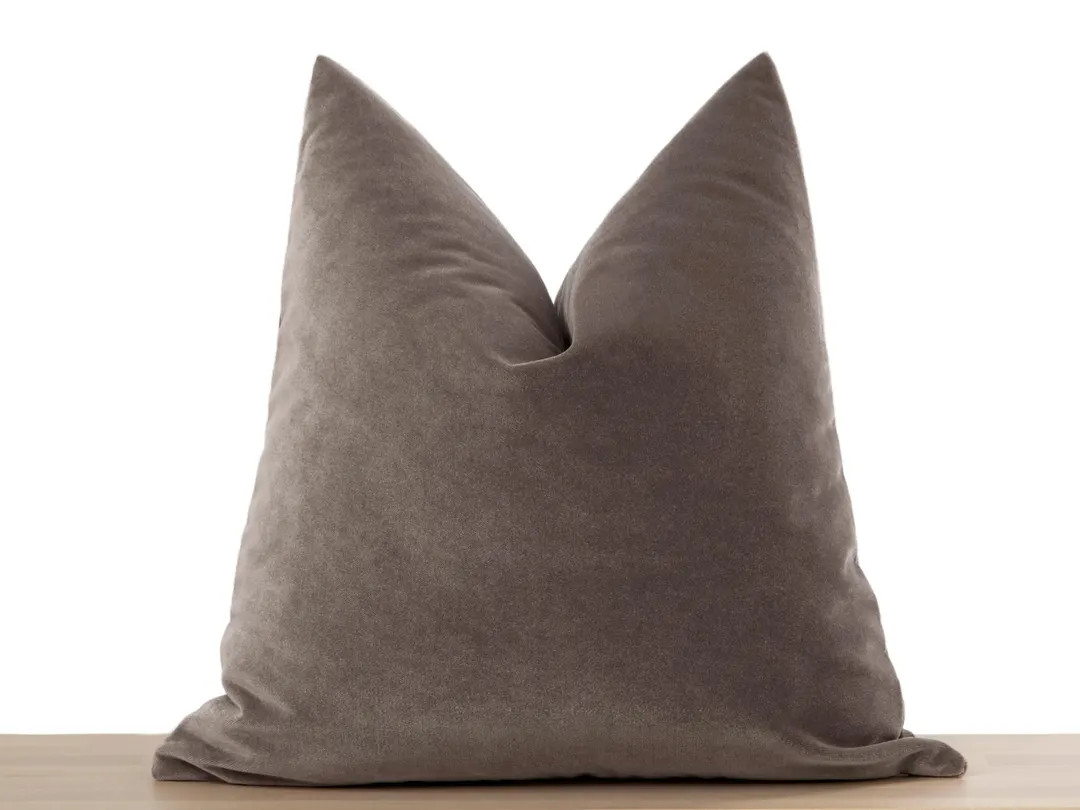 Buy Taupe Velvet Pillow Cover | Soft Neutral Euro Sham & Cushion Online in India - Etsy | Etsy (US)