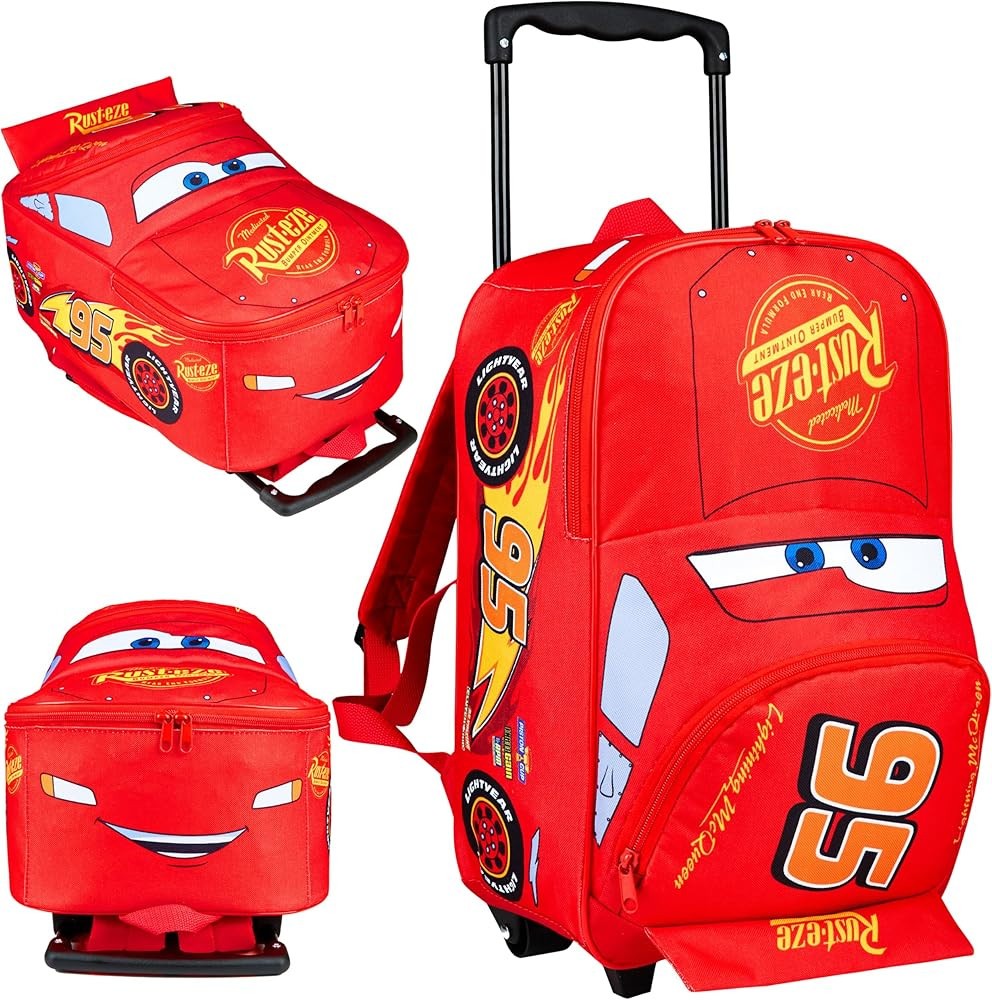Disney Cars Lightning McQueen Carry-On Luggage with Wheels & Telescopic Handle for Kids 16”– ... | Amazon (US)