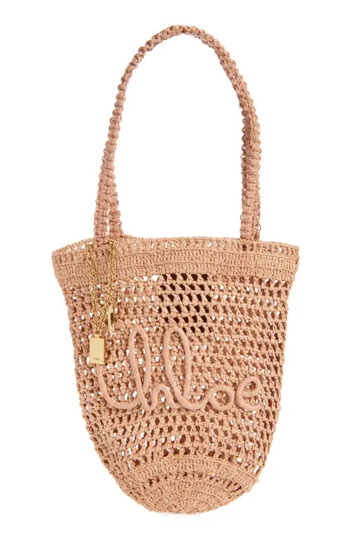 Chloé Small Summer Banana Crocheted Raffia Tote in Summery Beige at Nordstrom | Nordstrom