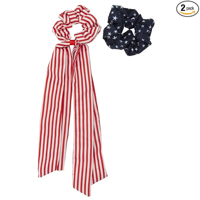 Amazon.com : Madison Tyler Americana Collection | 2 Pcs Patriotic USA Star and Striped Elastic Sc... | Amazon (US)