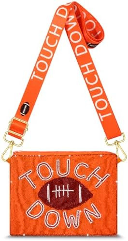 Game Day Beaded Purse for Women White Blue Football Purse Sports Crossbody Shoulder Bag Football ... | Amazon (US)