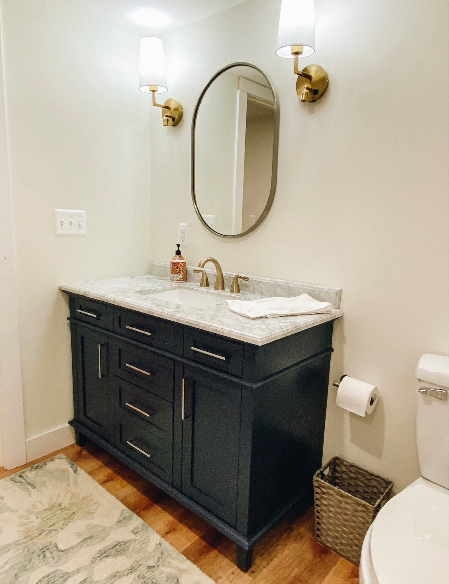 Sherwin Williams Greek Villa shows up a little softer in spaces without natural light. There are tons of colors that pair well with Greek Villa, but I especially love the navy vanity we chose for the remodeled bathroom of our lake house! 

#greekvilla #sherwinwilliams #neutralpaint #neutralhome #whitepaint #whitewalls #homeremodel #homeupdate #homemakeover #homerenovation #homedesign #homestyling

#LTKHome