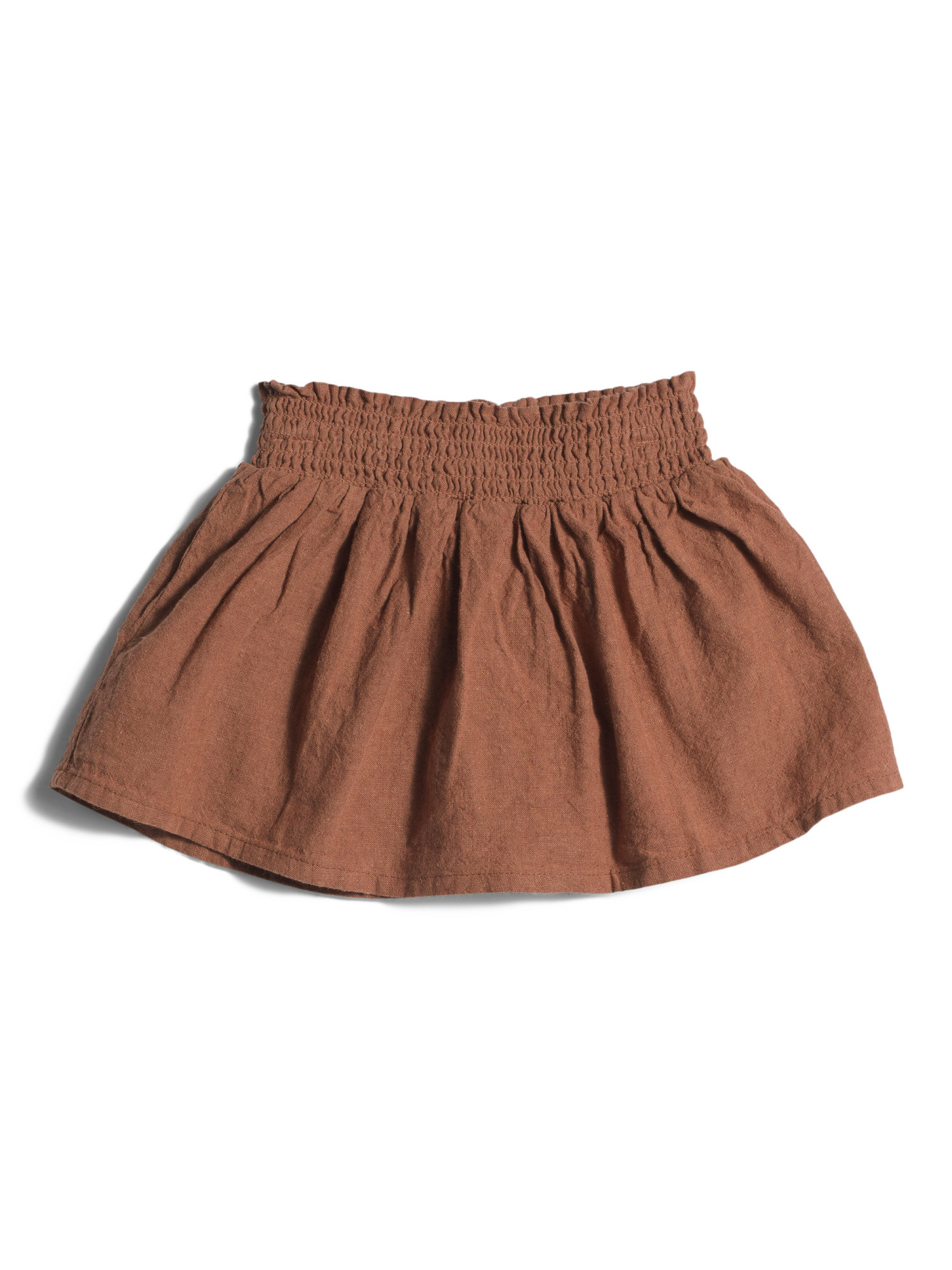 Girls Linen Blend Slub Woven Pecan Ground Skort | TJ Maxx