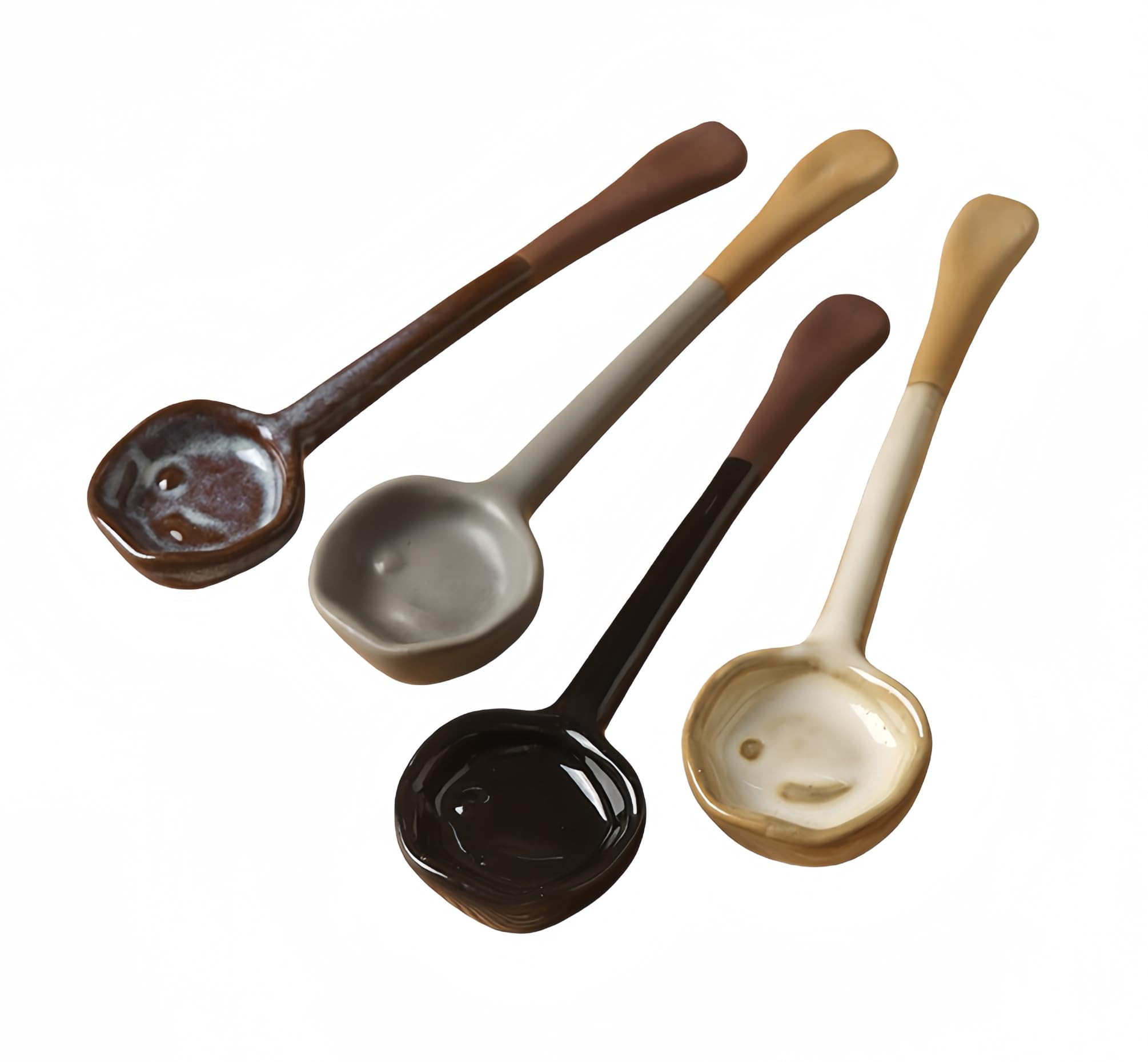 4-Pack - Ceramic Vintage Afternoon Tea, Coffee Whisk, Handmade Spoon, Long-Handle Coffee Scoop, t... | Amazon (US)