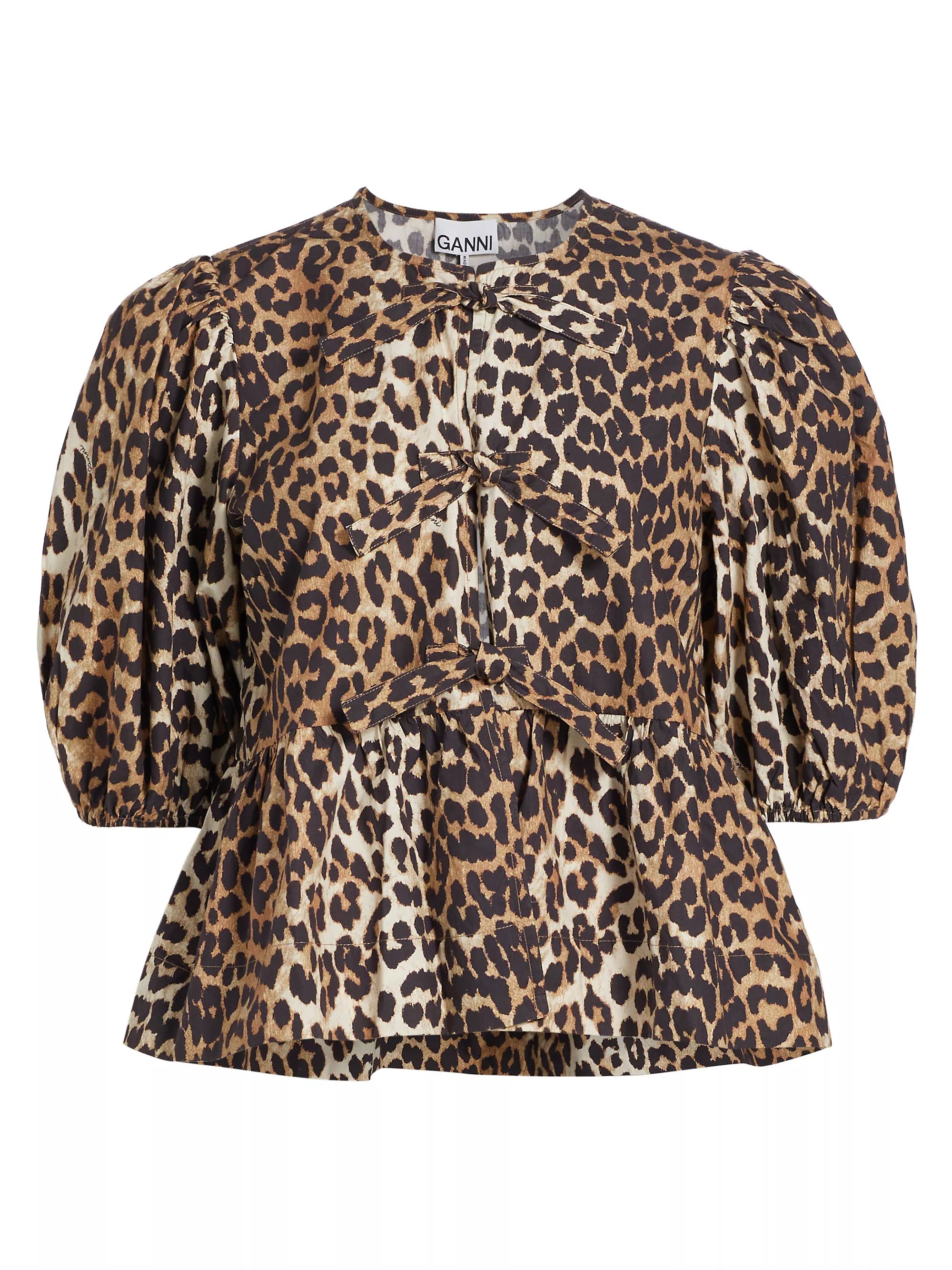 Leopard Poplin Peplum Blouse | Saks Fifth Avenue