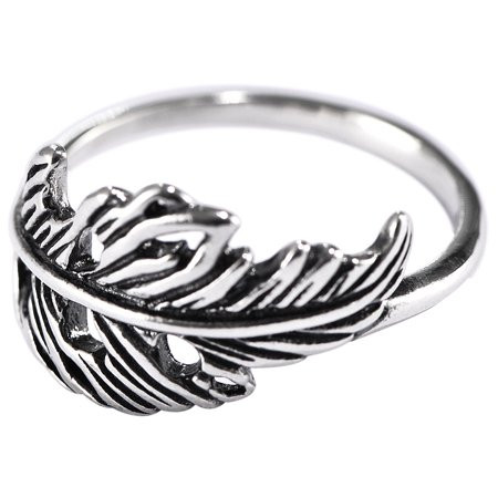 Toyella Vintage Thai Silver Hollow Feather Ring Silver 16 | Walmart (US)