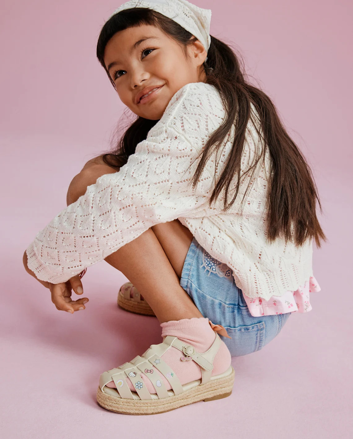 Girls Hello Kitty® Icon Espadrille Fisherman Sandals - gray | The Children's Place