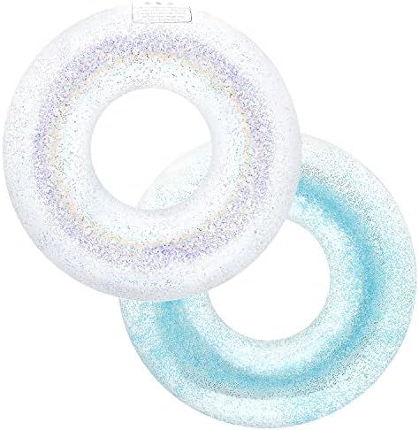 Polita Inner Tubes for Pool Adult, Swimming Tube with Confetti Glitter, Summer Pool Transparent I... | Amazon (US)