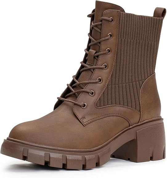 IXU 2023 Women's Chelsea Boots Chunky Boots Platform Ankle Shoes Pull-On Lug Sole Elastic Fall Bl... | Amazon (US)