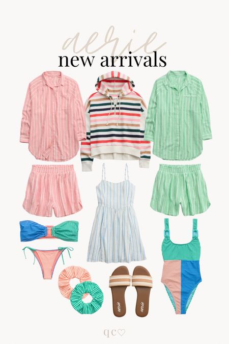New arrivals from Aerie // midsize, mid size, size 12, striped outfits, aerie looks, beach, pool outfit, bandeau top, linen, pool scrunchies

#LTKmidsize #LTKSeasonal #LTKswim