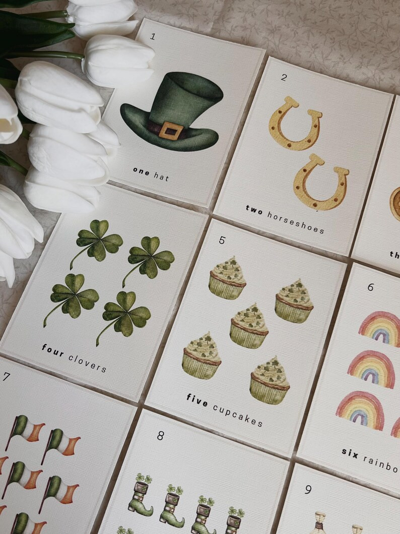 Toddler Learning Cards, Counting Cards, St. Patricks Day, Learning, Toddler Counting, Kids Learni... | Etsy (US)