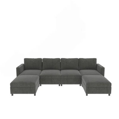 Modern Large Sectional Sofa, U-Shape Modular Sectional Couch With Storage Function,123" Sofa Bed With Ottoman,6 Seat Sectionals Chaise For Living Room | Wayfair North America