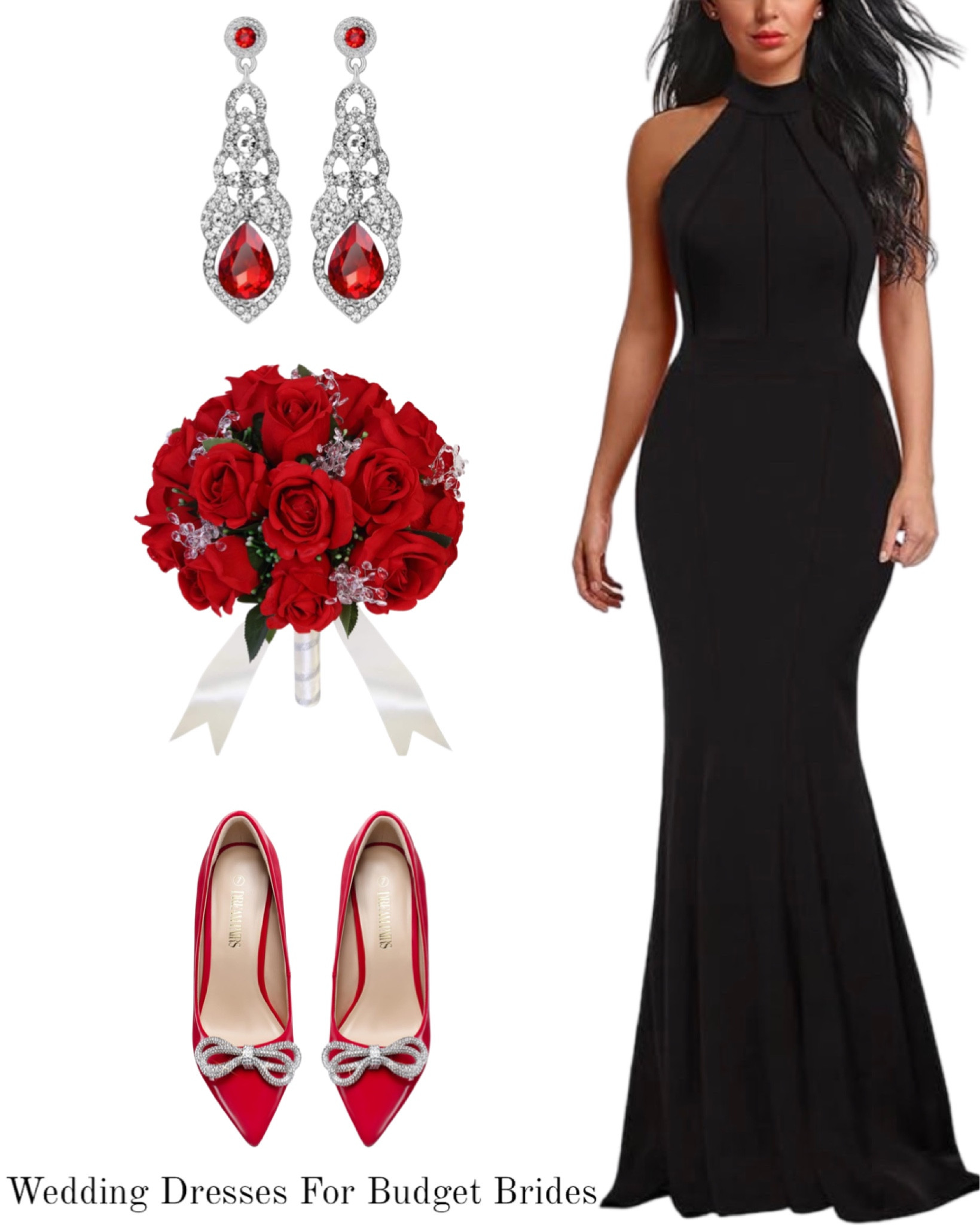 blue dress for baby girl Zapaka Women Black Red 1920s Dress with Fringes Gatsby Sequin Bodycon Flapper Dress with 5-Piece Accessories Set, Black Red / M main image 1