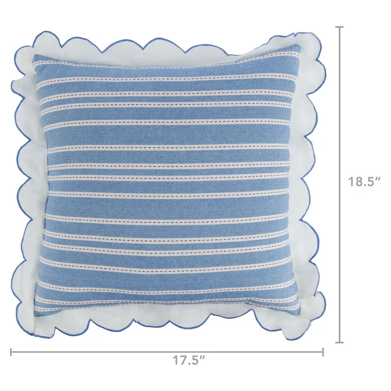 Striped Frill Decorative Pillow, Red/White/Blue, 14" x 14", Patriotic by Way To Celebrate | Walmart (US)